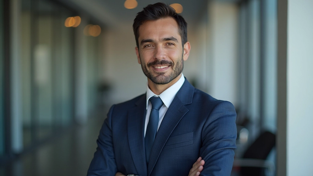 Профессиональный портрет успешного бизнесмена, демонстрирующий элементы профессиональной репутации