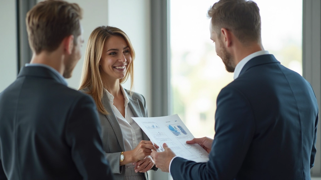 Успешный профессионал обсуждает стратегию с командой в современном офисе