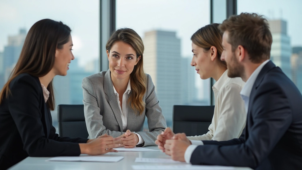 Профессионалы обсуждают бизнес-стратегию за столом в современном офисе