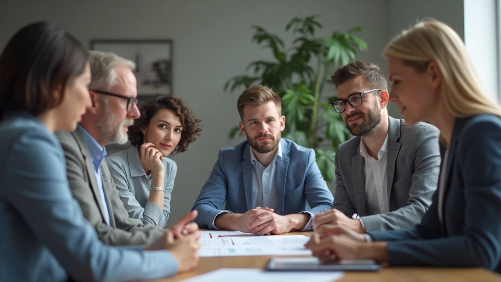 Группа профессионалов обсуждает проект вокруг конференц-стола